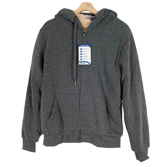 Swisswell Winter Fleece Sherpa Lined Zip up Hooded Jacket Size Medium - Picture 1 of 11